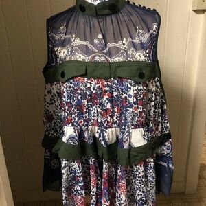 SACAI sz 4 US sz S Floral Print Sheer Green Top